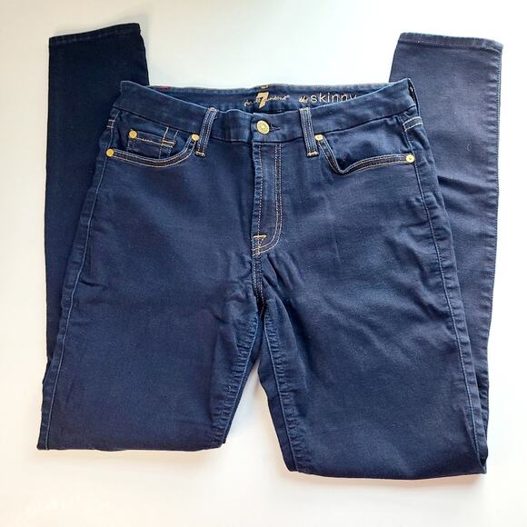 7 For All Mankind "the Skinny" Jeans Women's 31 Dark WASH Blue Denim Pants - Picture 1 of 6